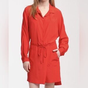 Diane von Furstenberg Rosetta Orange Silk Wrap Long Sleeve Dress Size 4